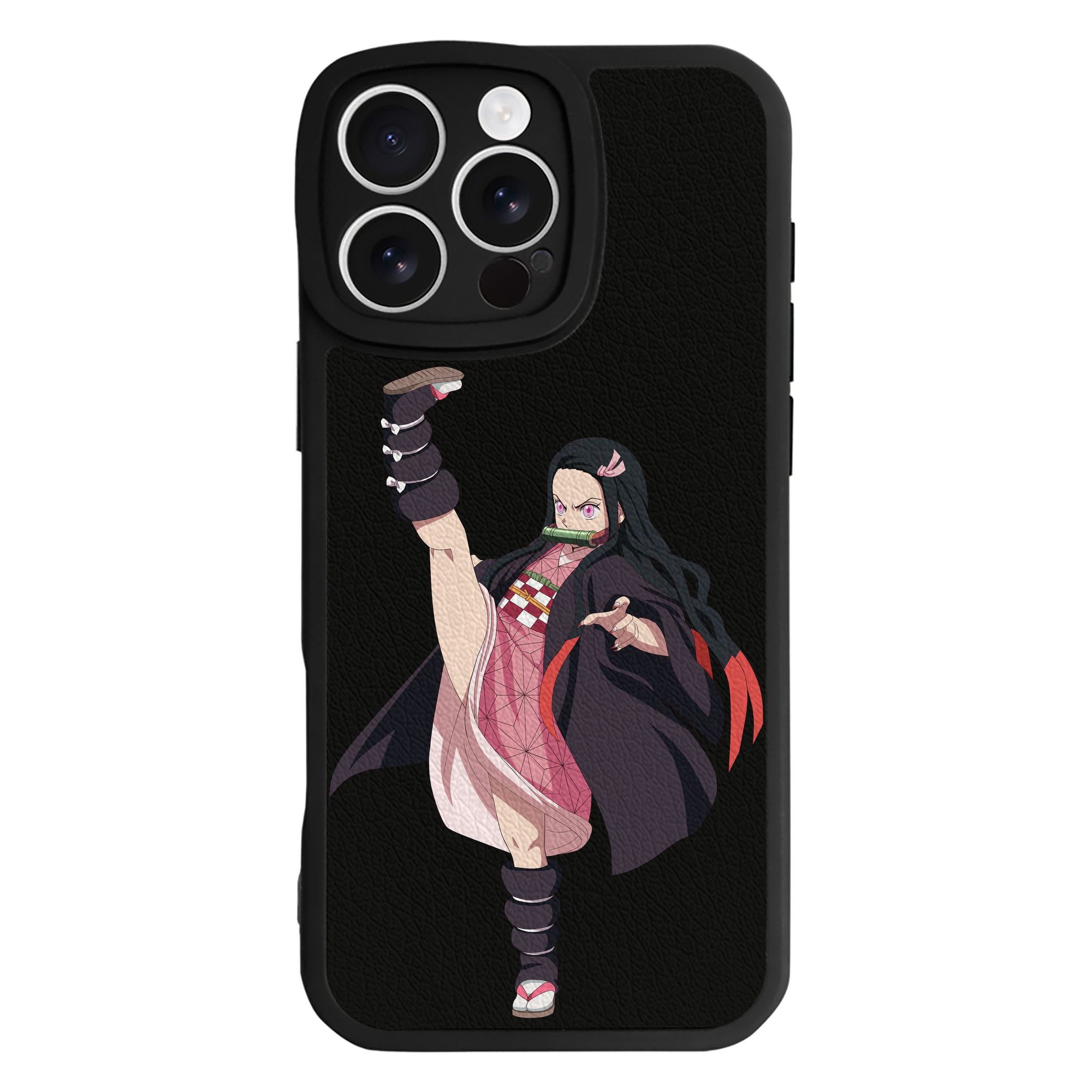 （画像用） 鬼滅の刃（きめつのやいば）竈門 禰󠄀豆子／かまど ねずこ Kamado Nezuko 【iPhone 16シリーズ対応】シリコンスマホケース（レザー調） 材質：シリコン